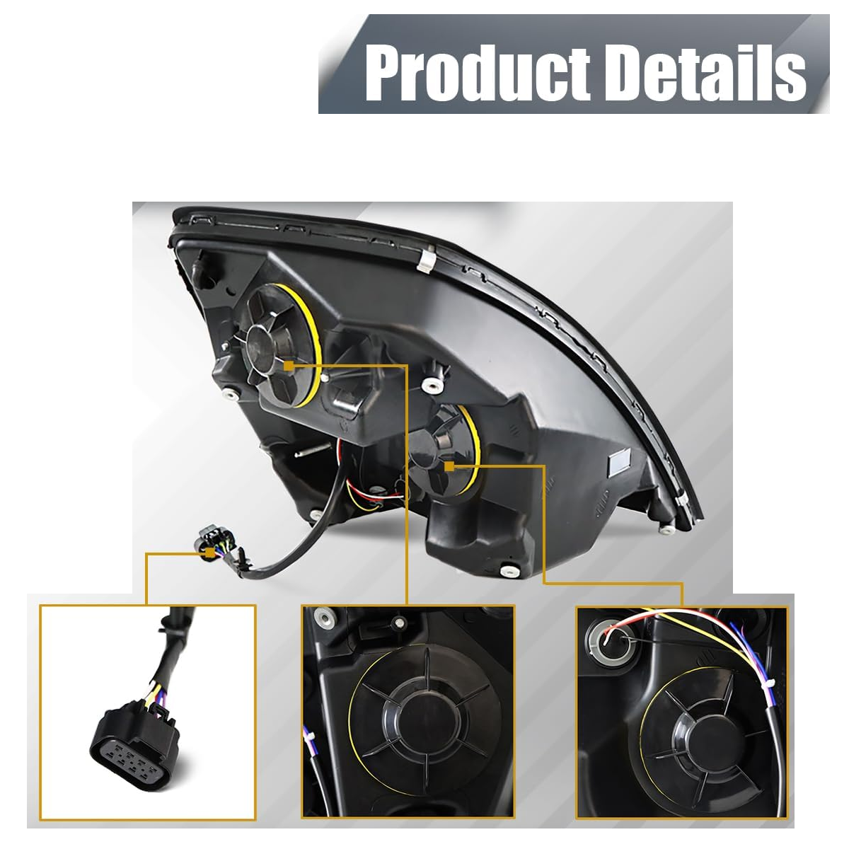 Volvo VNL 2004-2017 Halogen Headlight, Black Headlamp Left Driver Side