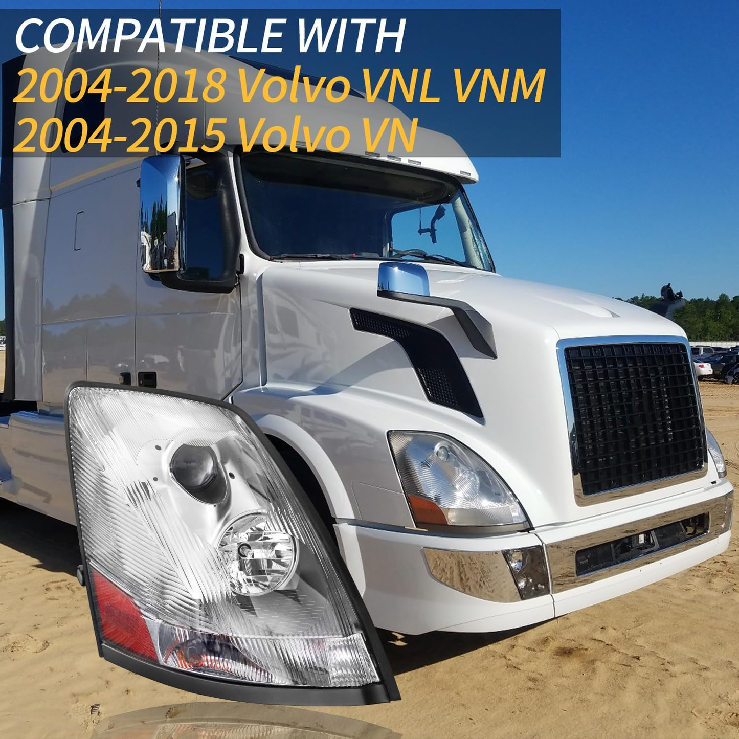 Volvo VNL 2004-2017 Halogen Headlight Right Passenger Side | Chrome