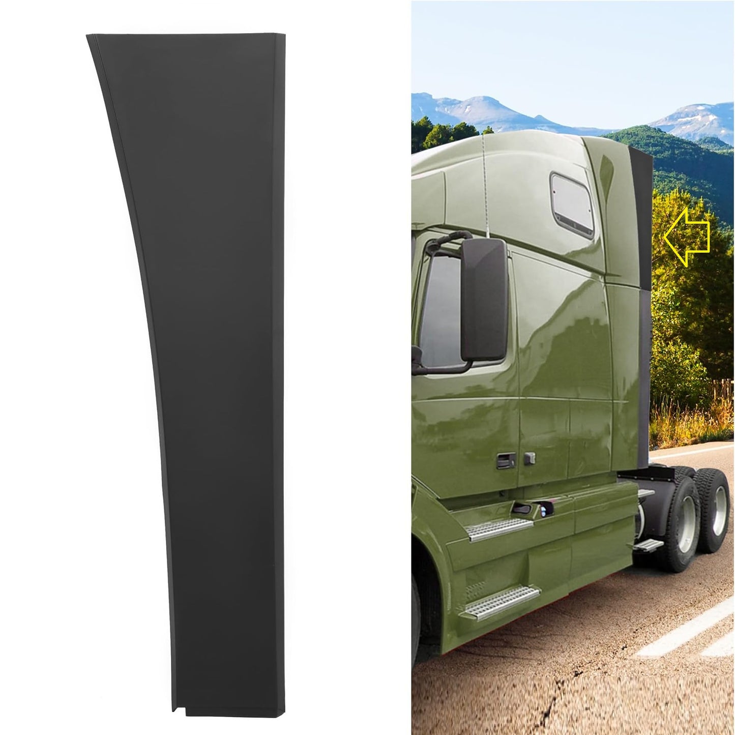 Cab Fairing Extension Compatible with Volvo VNL 2004-2016 Replacement for 82286079, Left (Driver) Side Top Wind Air Deflector - Black