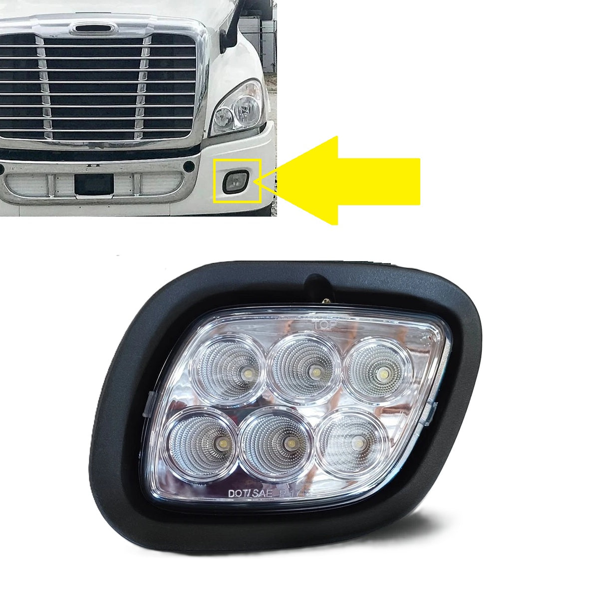 Freightliner Cascadia 2008-2017 LED Fog Light Chrome Housing 12V