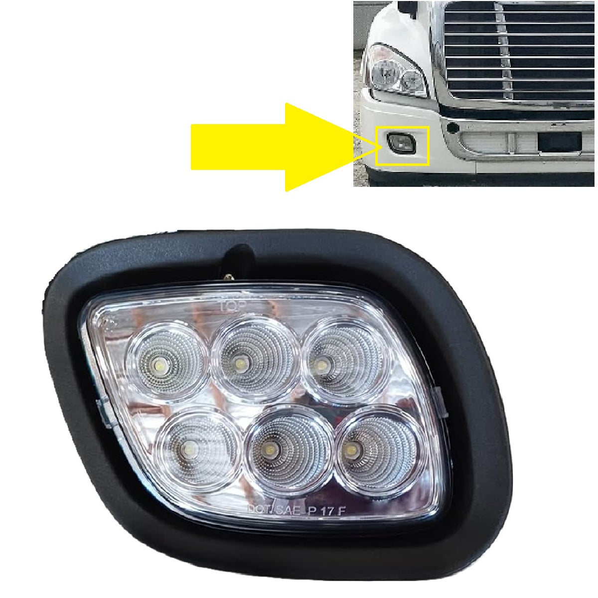 Freightliner Cascadia 2008-2017 LED Fog Light Chrome Housing 12V