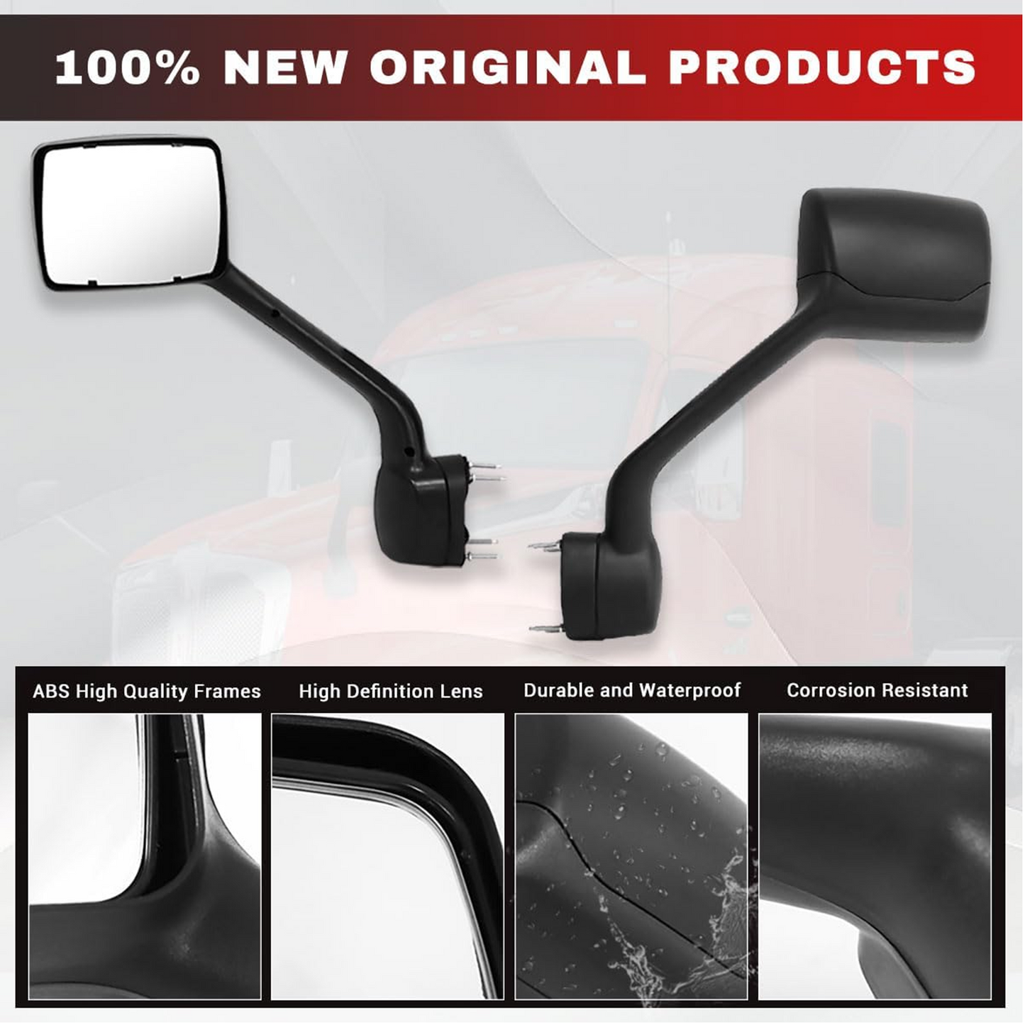 Black Hood Mirror for Kenworth T680 2022 2023 2024 Replacement OE Kenworth T680 Mirror Accessories