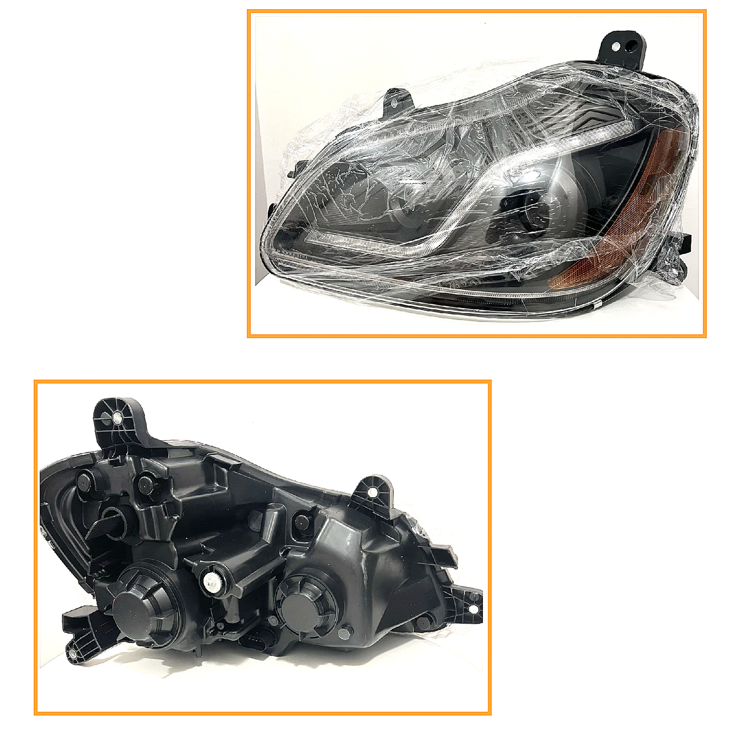 Black Projector Headlights Assembly with LED Bar for Kenworth T680 2013-2017