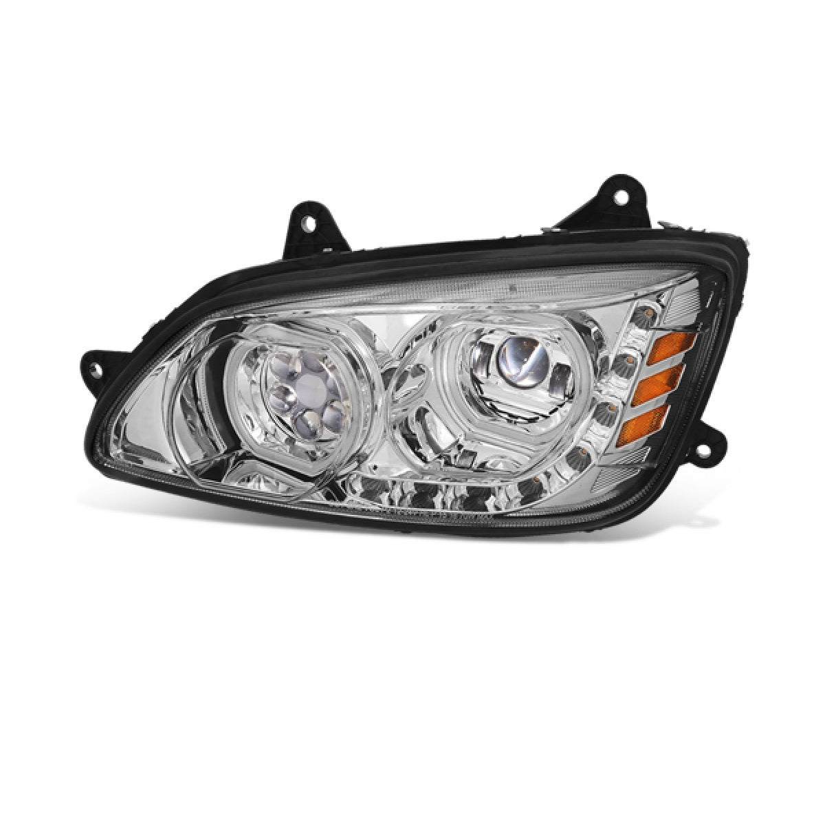 Kenworth T170 T270 T300 T370 T660 T700 2008-2019 Full LED Halo DRL Projector Headlights Assembly Chrome Housing 12V