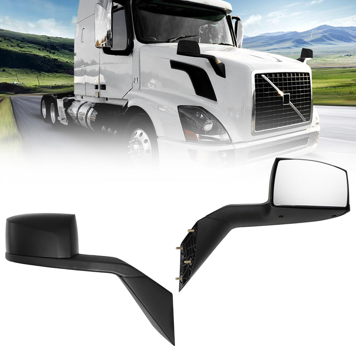 VOLVO VNL 2004-2017 Hood Mirror Black Right Passenger Side