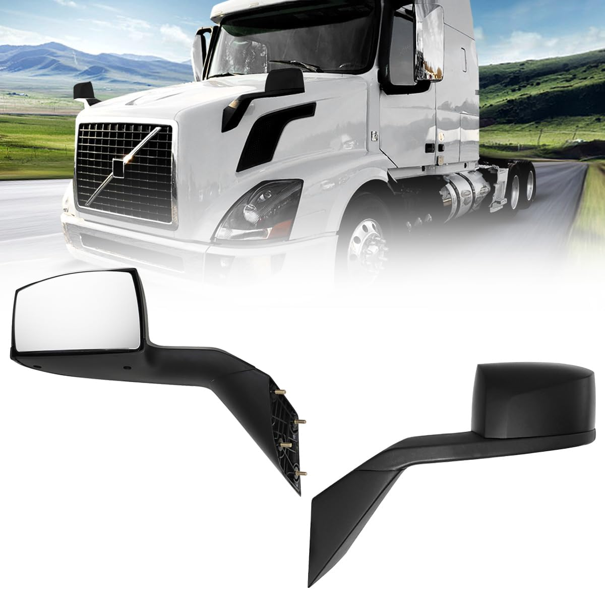 VOLVO VNL 2004-2017 Hood Mirror Black Rear View Mirrors Left Driver Side
