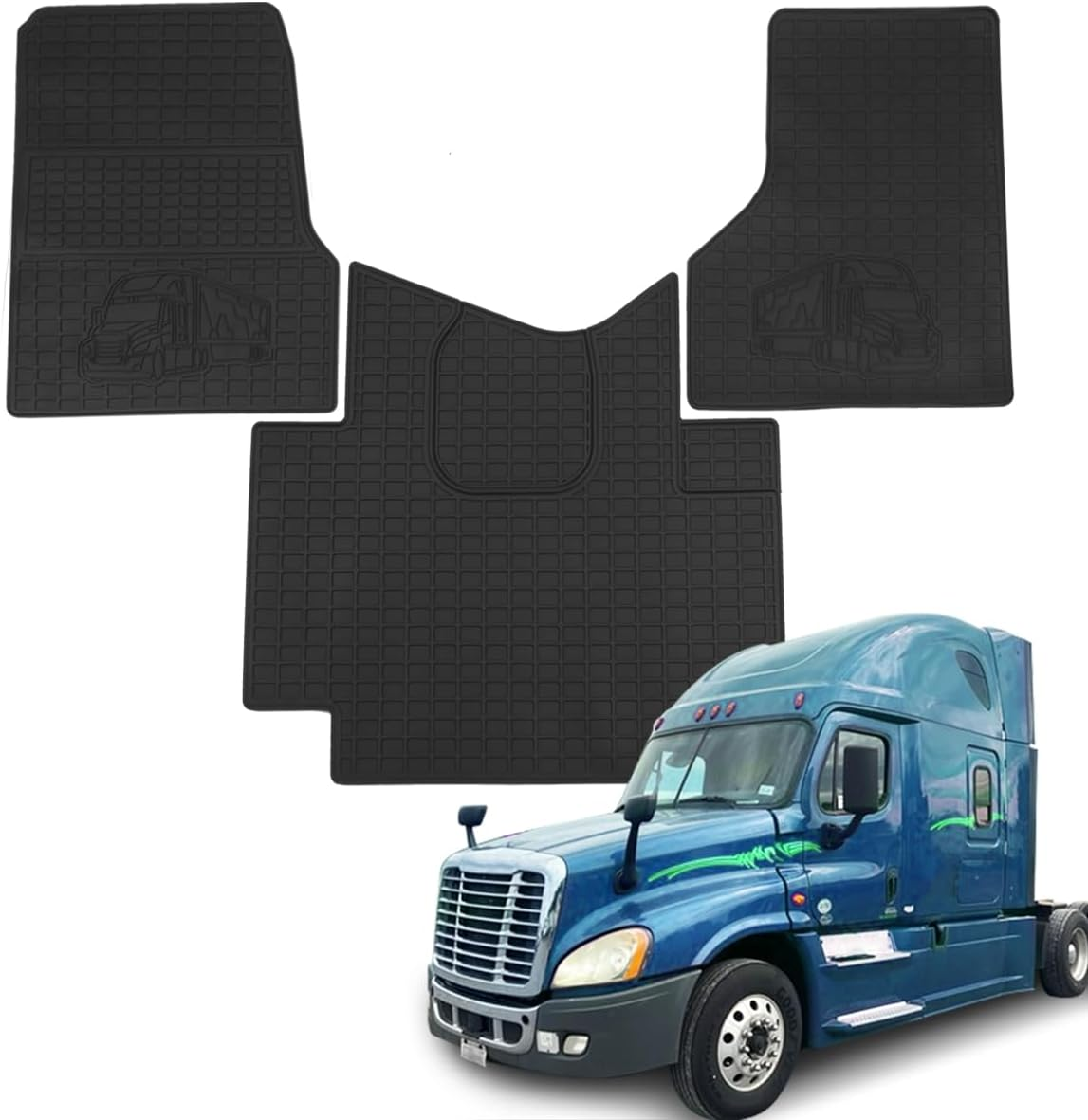 Freightliner Cascadia 2008-2017 Truck Floor Mats 3PCS Latex/Black
