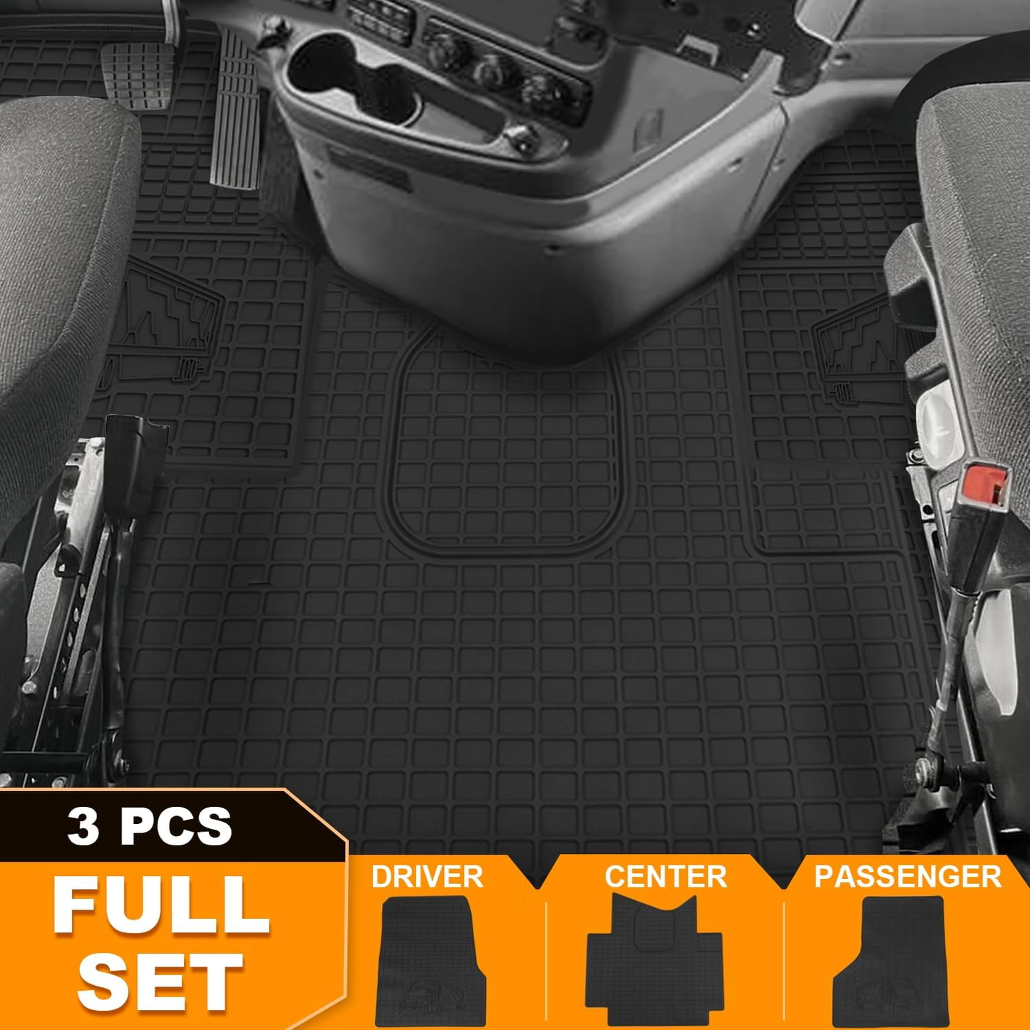 Freightliner Cascadia 2008-2017 Truck Floor Mats 3PCS Latex/Black