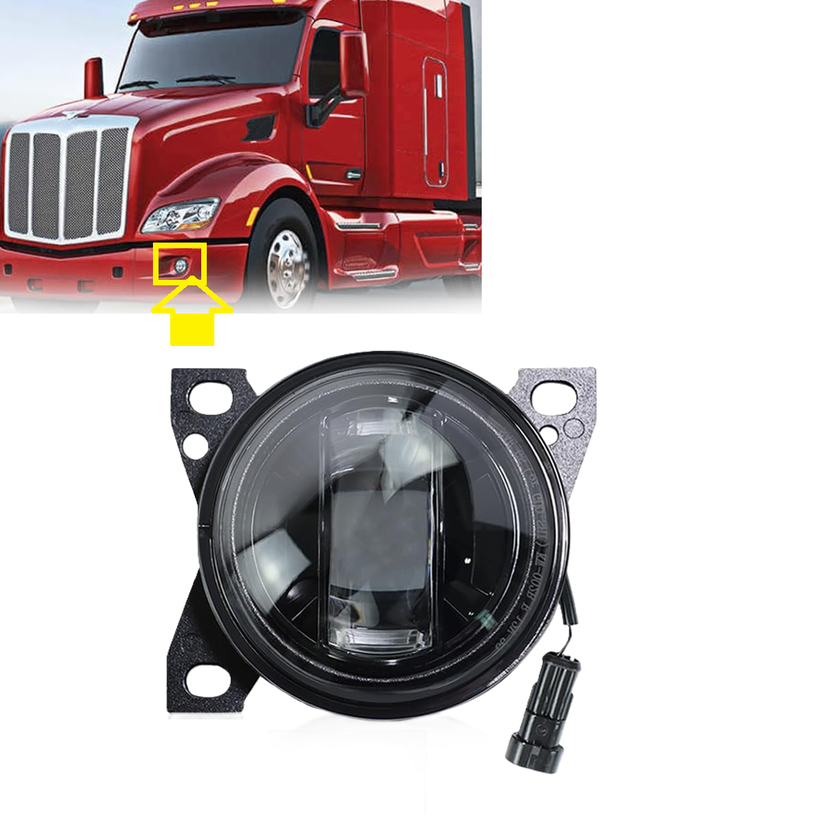 LED Fog Lights Assembly for Peterbilt 579(2013-2021), Peterbilt 587(2013-2021) ,Blcak 12V Fog Lamp Semi Truck 