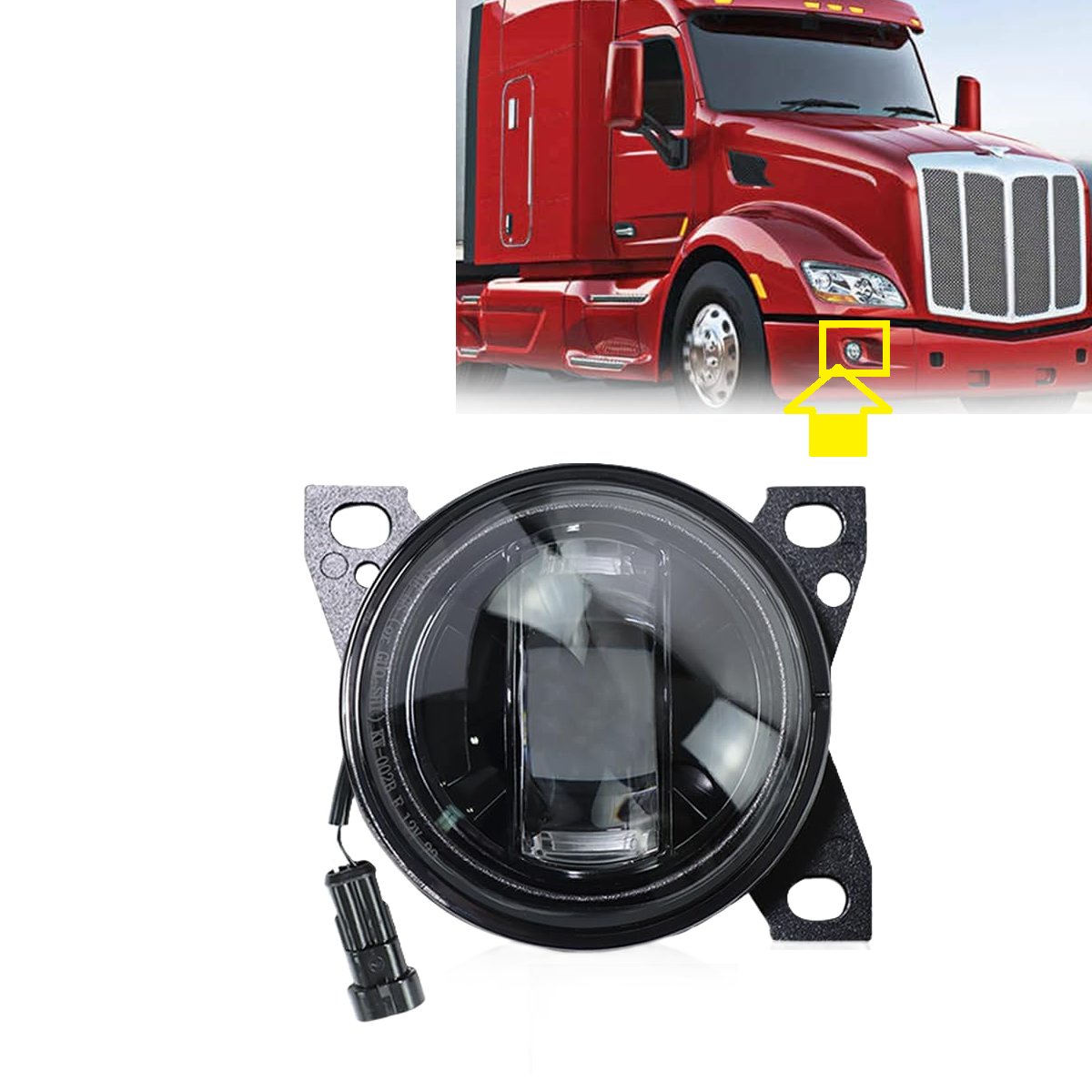 LED Fog Lights Assembly for Peterbilt 579(2013-2021), Peterbilt 587(2013-2021) ,Blcak 12V Fog Lamp Semi Truck 