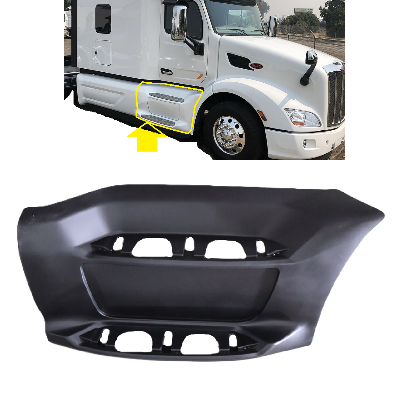 Peterbilt 579 2013-2021 Plastic Front Step Fairing without Tool Box Cover
