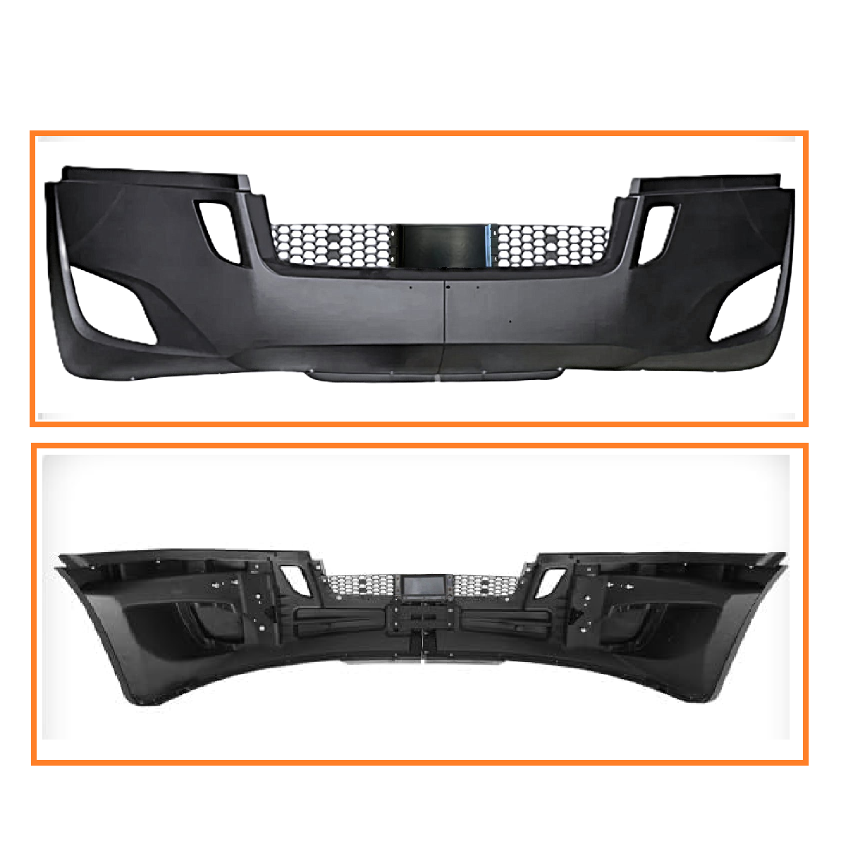 Freightliner Cascadia 2018-2025 Front Bumper, with Black Center Trim, Radar Cover and Fog LIGHT Hole