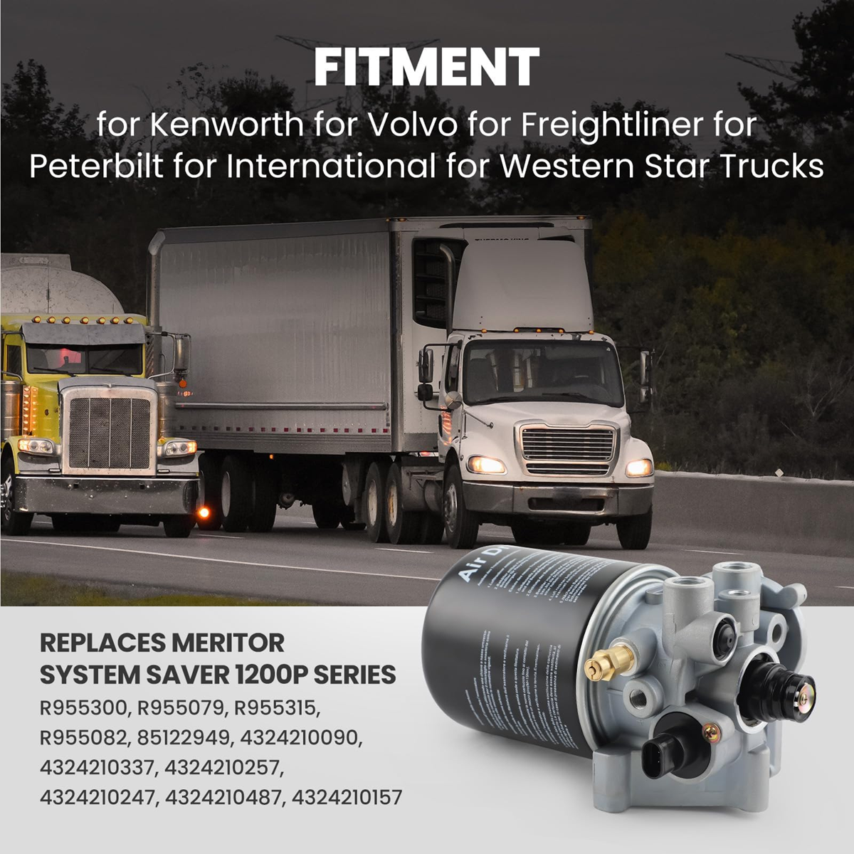 VOLVO AIR DRYER | R955079 Air Dryer with Coalescing Cartridge Compatible with Meritor Wabco System Saver Volvo 1200P SS1200P SS1200P Series (Replaces Meritor R955300, 955300, 955079, Haldex 955079CX)