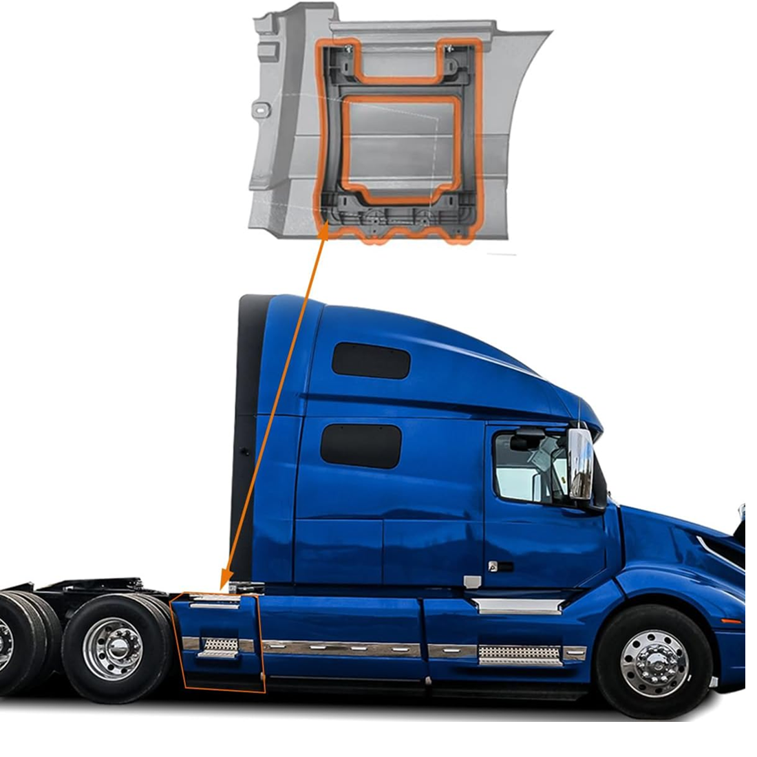 Volvo VNL 2018+ Step Fairing reinforcement Small SUPPORT Right Passenger Side