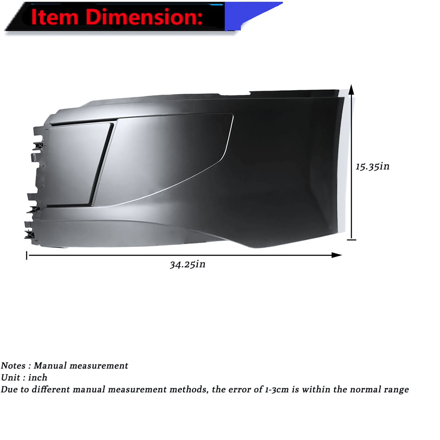 Side Corner Bumpers Set (without Fog Light Holes) Replacement for Volvo VNL 2015-2017 Semi Trucks Driver(LH) Side