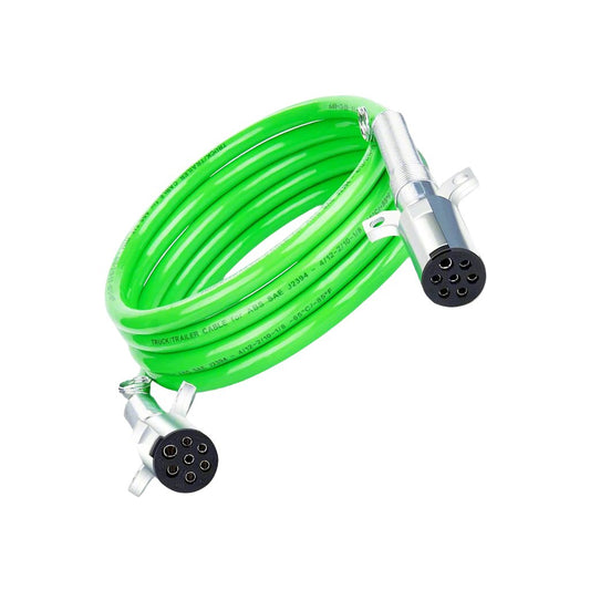 7 Way ABS Trailer Coiled Cord Cable Green Line Electric Power Wire for Semi Truck，trailer