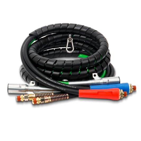 15 FT 3 in 1 ABS & Power Air Brake Hose Kit – 7-Way Electric Line with Rubber Air Hoses for Tractor Trailer, Semi Truck, and Heavy Duty Trailers