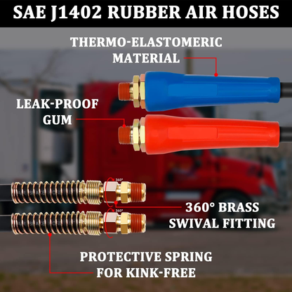 12 FT 3 in 1 power and air line, Air Brake Hose, Line& Coils for Semi Truck,Trailers