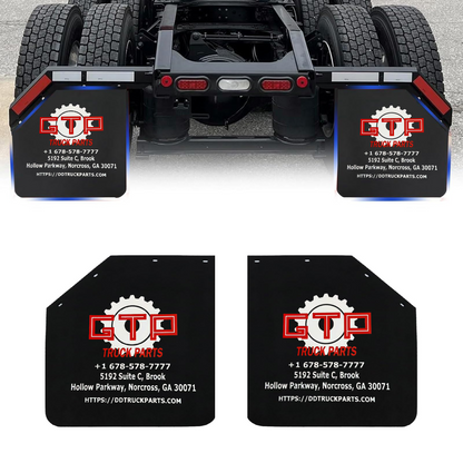 Universal 24"x24" Angled Mud Flaps for Semi Trucks - 45° Cut, 3mm Thick Black Rubber with CTP Logo - Heavy Duty Truck Fender Flares