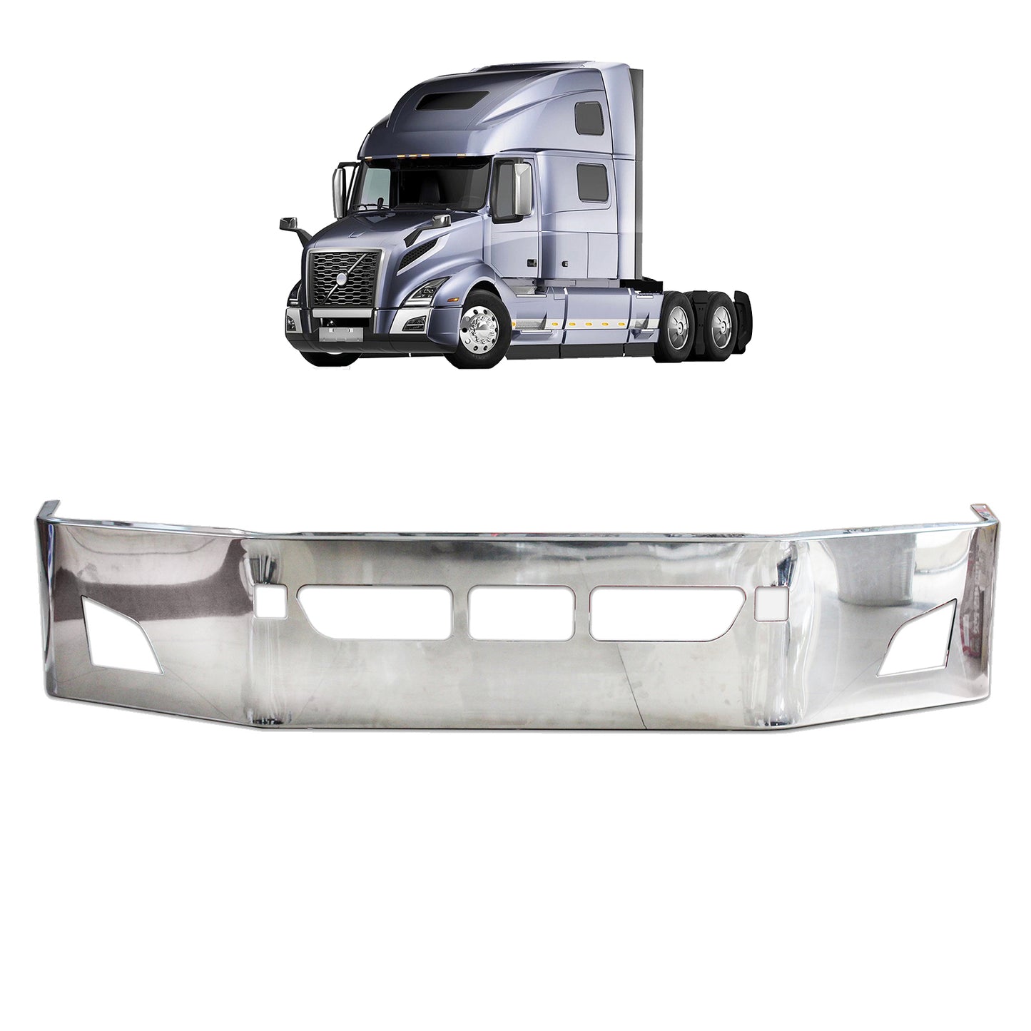 Volvo VNL 2018-2024 17 inches Stainless Steel Bumper with FOG LIGHT HOLE