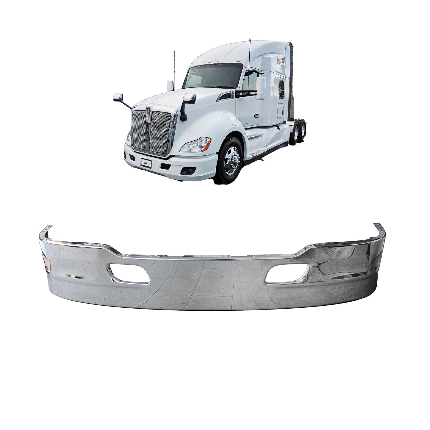 Kenworth t680 2013-2021 17'' stainless steel bumper without fog lights hole