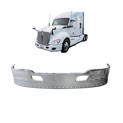 kenworth t680 2013-2021 17'' stainless steel bumper w/o fog light hole, lower side w/ maker light hole