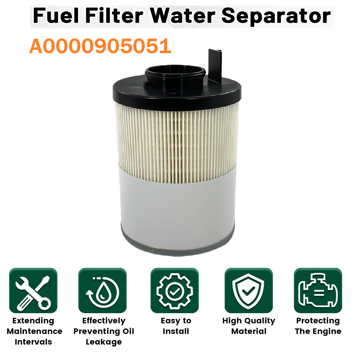 Fuel Water Separator Filter Compatible with Freightliner Cascadia Cummins ISX12/ ISX15/ISX Detroit Diesel Engine DD13/DD15/DD16 Replacement for A0000905051