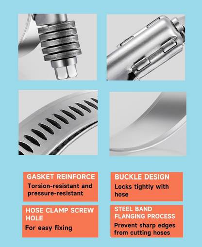 Heavy Duty Stainless Steel Hose Clamps, (3 15/16" - 4 3/4") 100-120mm, Seismic Rated for Trucks & Trailers