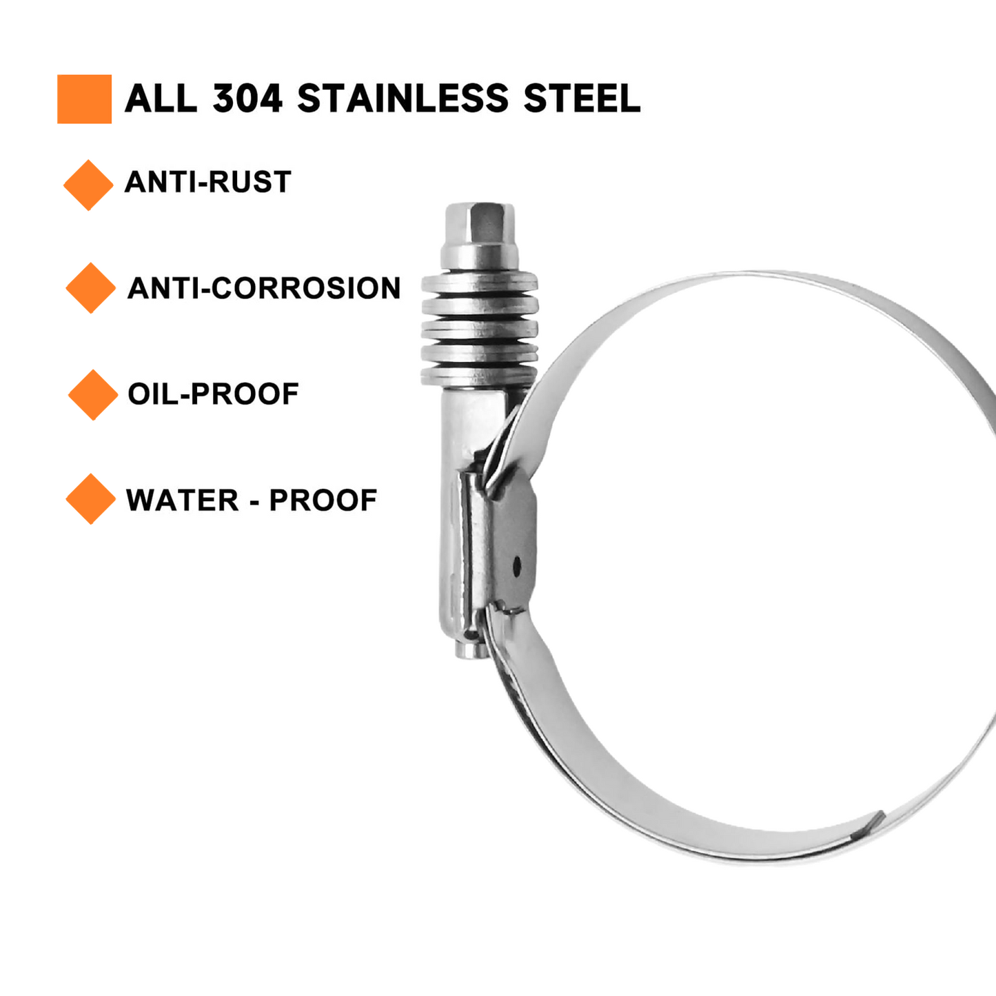 2 1/4"-3 1/8" (57-79mm) Heavy Duty Hose Clamp Stainless Steel Strong Seismic for Semi Truck，trailer