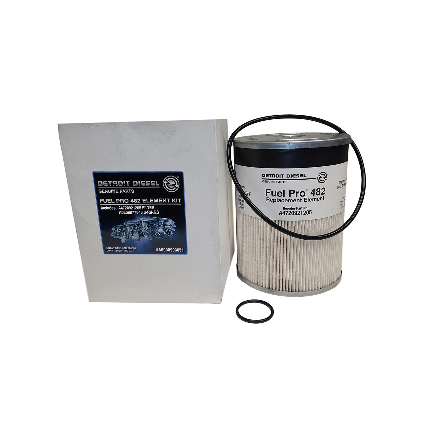Genuine Detroit Diesel Genuine Fuel Pro 482 Element Kit with Filter and O-Rings A0000903651 (A4720921205, A0209977545)