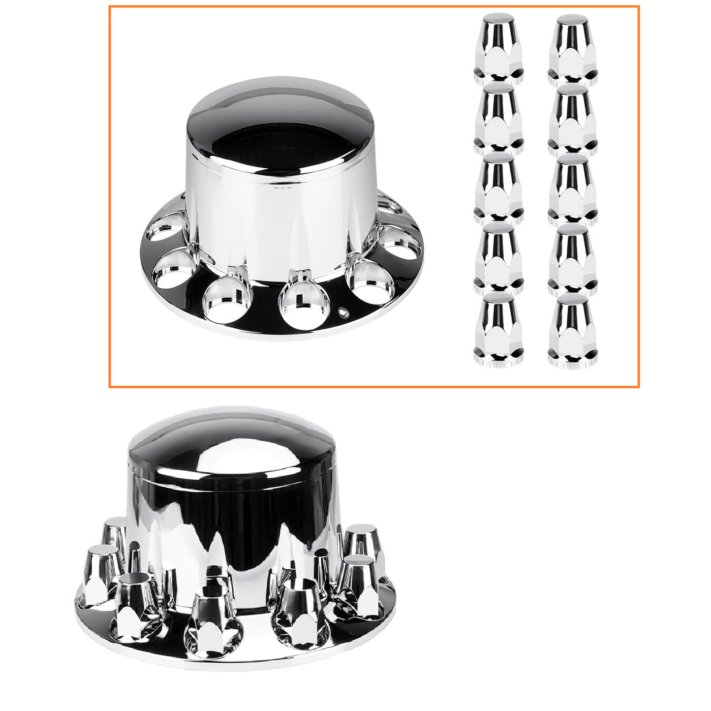 Rear Axle Wheel Cover 33mm Screw-on Lug Nut Cover for Semi Truck, Chrome Plated ABS Plastic, Universal Fit