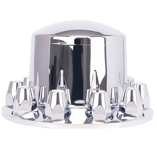 Rear Axle Wheel Cover 33mm Screw-on Lug Nut Cover for Semi Truck, Chrome Plated ABS Plastic, Universal Fit