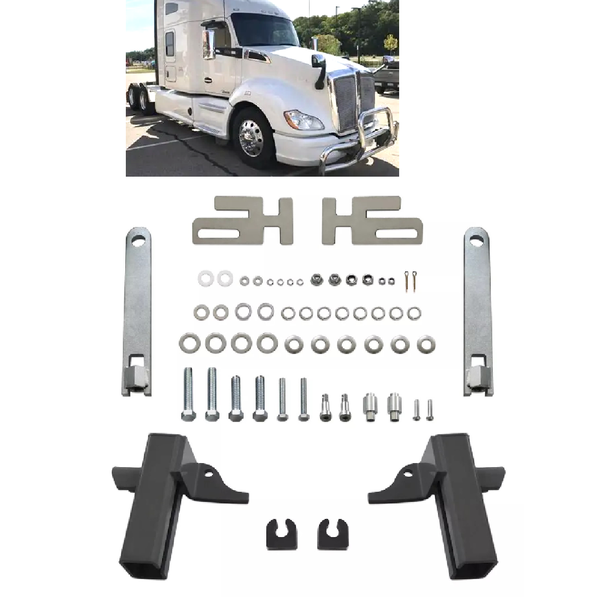 Mounting Brackets Set For Kenworth T660/T680 2008-2021 Truck Bumper Deer Guard