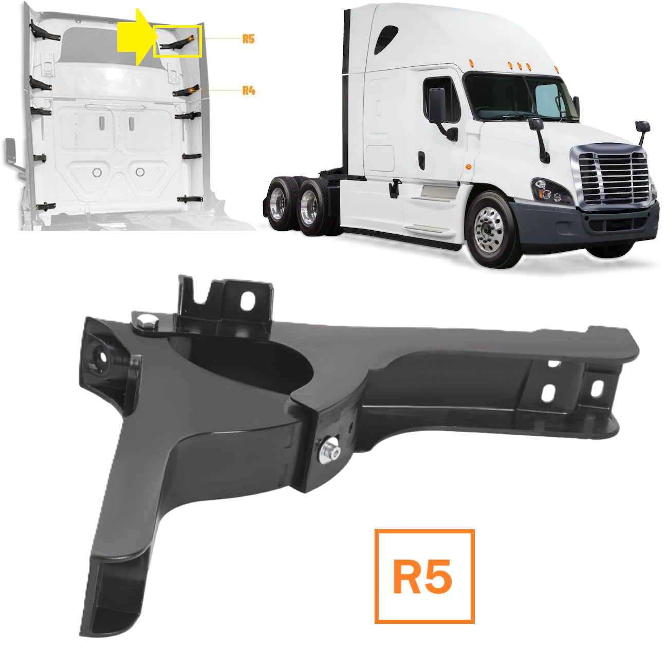 Freightliner Cascadia 2008-2017 Cab Rear Fairing Hinge (R5) Right Passenger Side