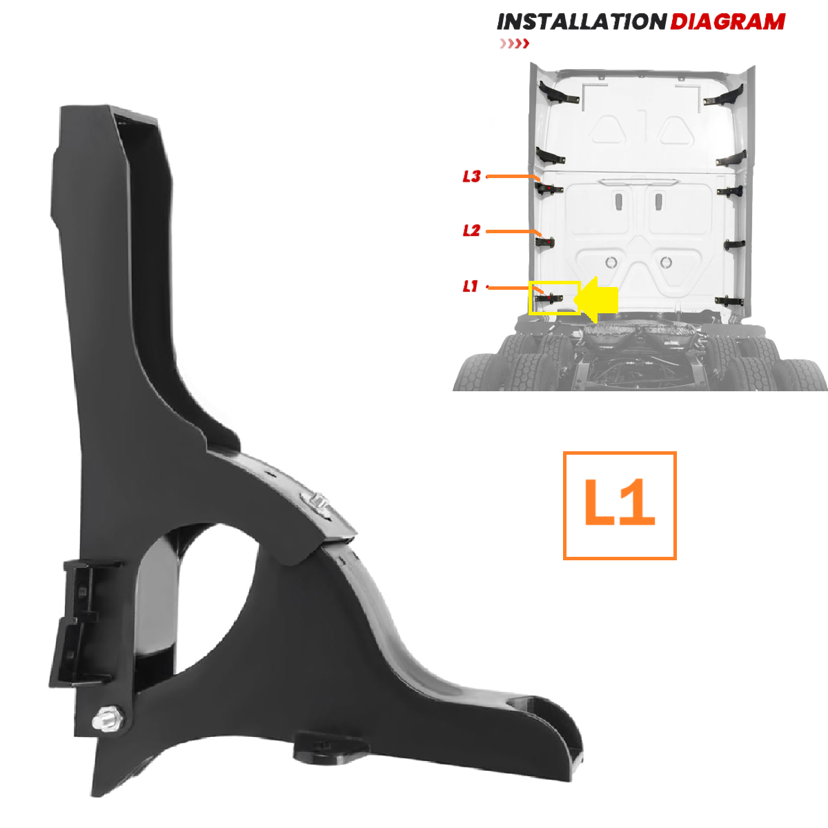 Freightliner Cascadia 2008-2017 Cab Rear Fairing Hinge (L1) Left Driver Side