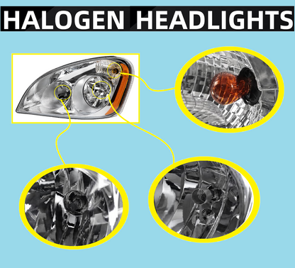 Freightliner Cascadia 2008-2017 Headlamp Left Driver Side | Chrome Housing Halogen Headlight