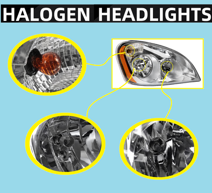 Freightliner Cascadia 2008-2017 Headlamp Right Passenger Side | Chrome Housing Halogen Headlight