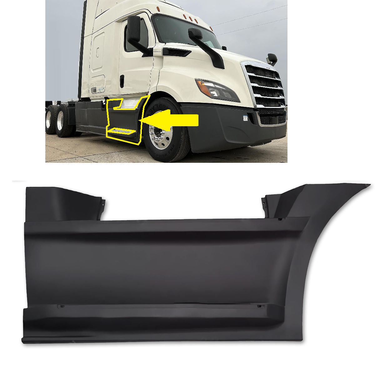Freightliner Cascadia 2018+ Front Fairing Skirt Panel Right Passenger Side