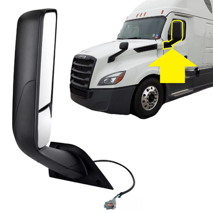 Freightliner Cascadia 2018+ Door Mirror Power and Heated Black Left Driver Side