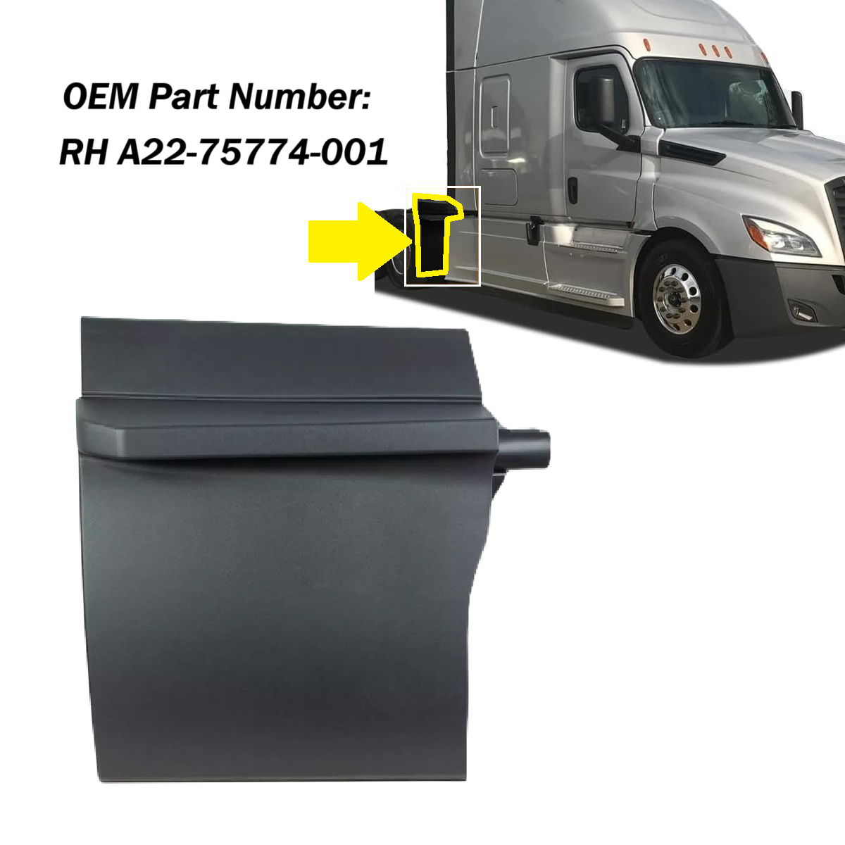 Freightliner Cascadia 2018+ Black Poly Quarter Quarter Fender