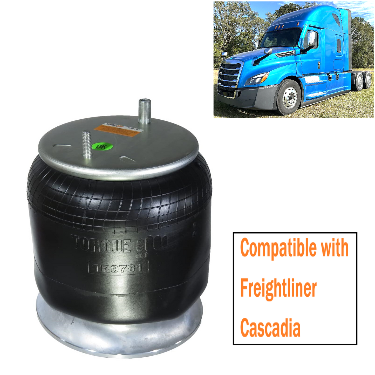 Freightliner cascadia Trucks Air Spring Bag | Replaces Firestone 9781, 8537, 8536, W01-358-9781 | Freightliner 681-320-0017 & Goodyear 1R12-603 | Model TR9781