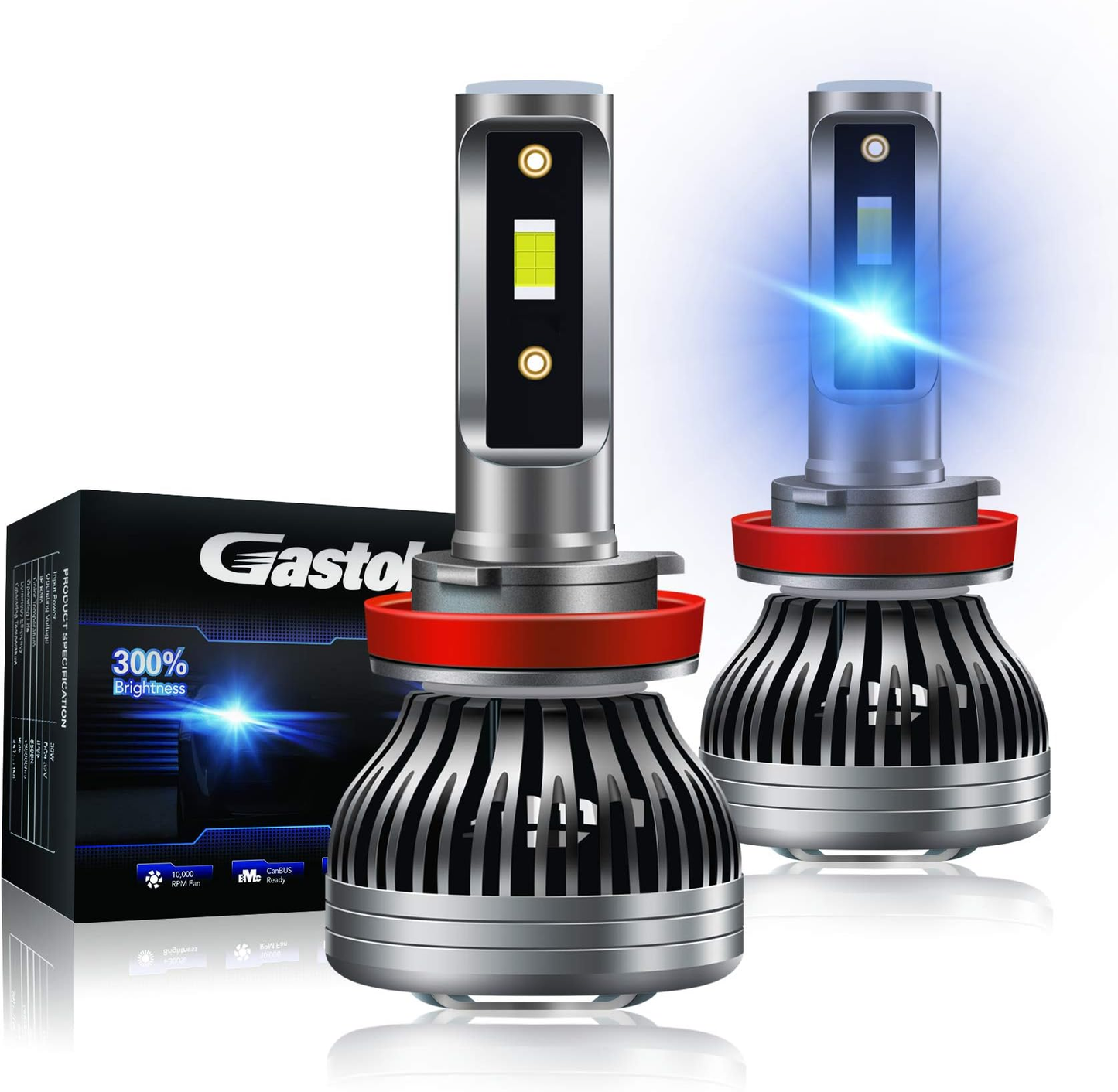 H8/H9/H11 60W LED Headlight Bulbs - 10000Lumens 6500K Xenon White High/Low Beam