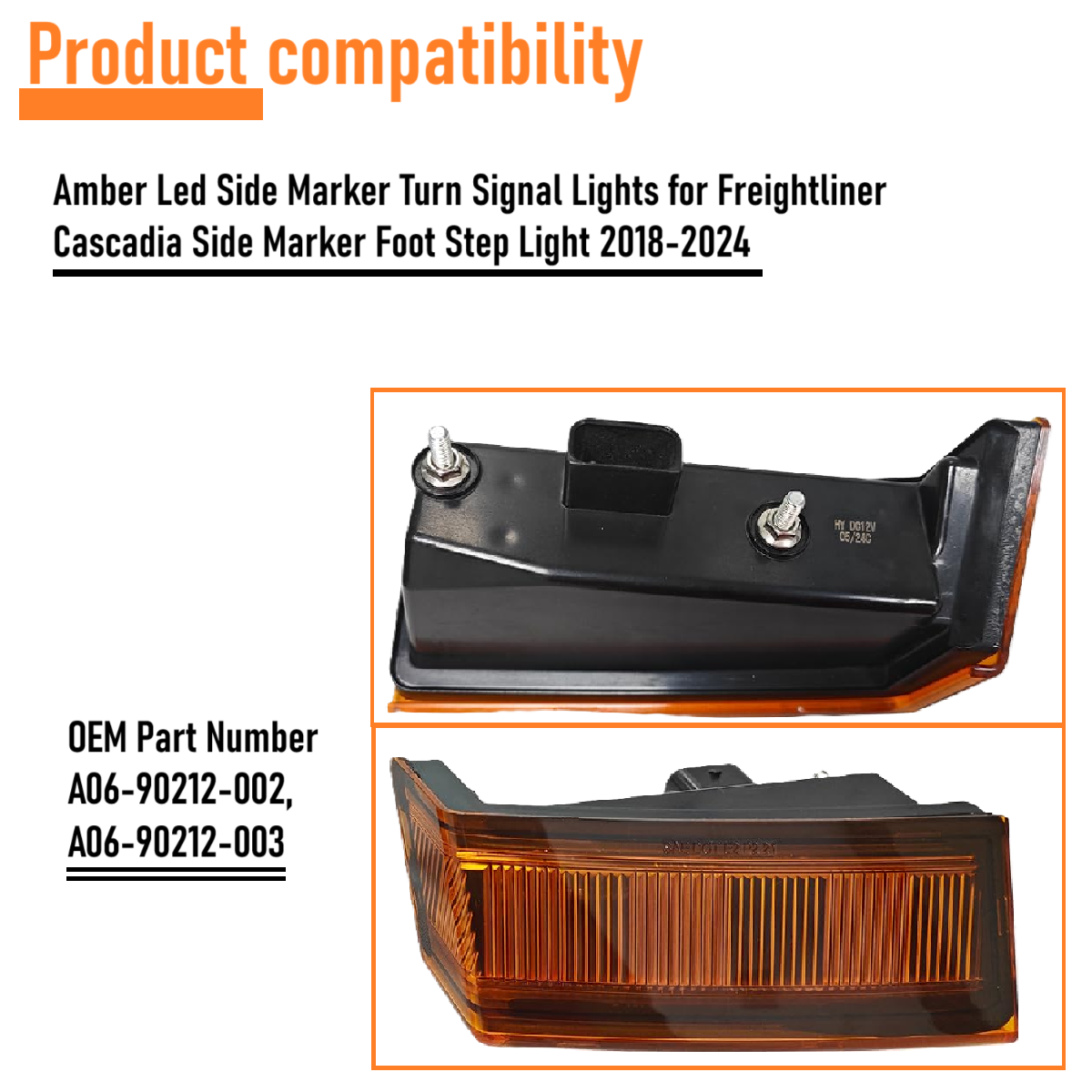 Freightliner Cascadia 2018+ Amber Maker Light on Door Bottom 19 LED 12V