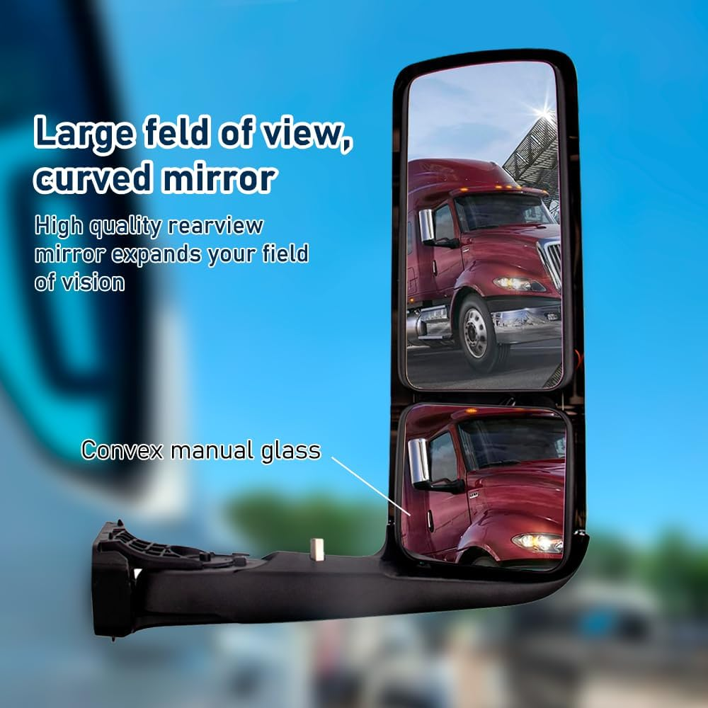 International LT 625 2017+ Door Mirror with Signal Light and CB  Antenna | Chrome Cover