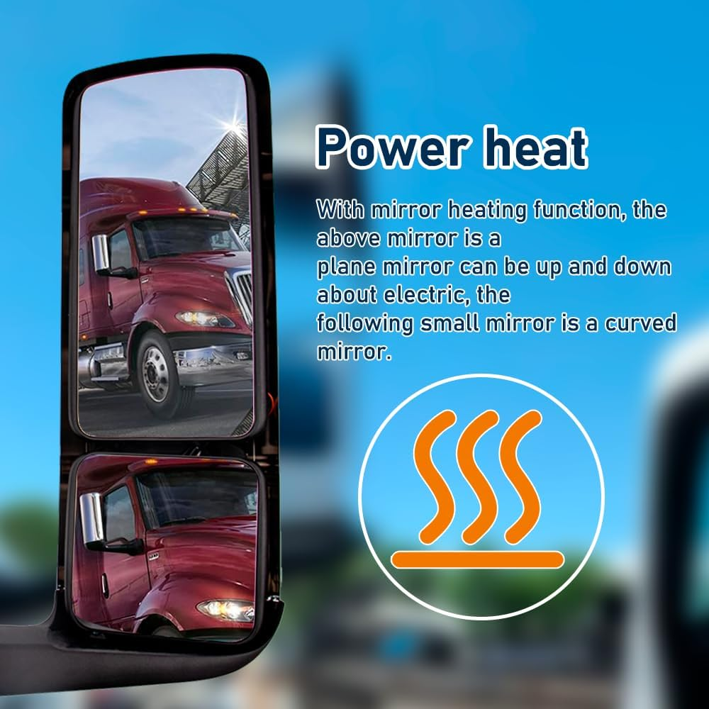 International LT 625 2017+ Door Mirror with Signal Light and CB  Antenna | Chrome Cover
