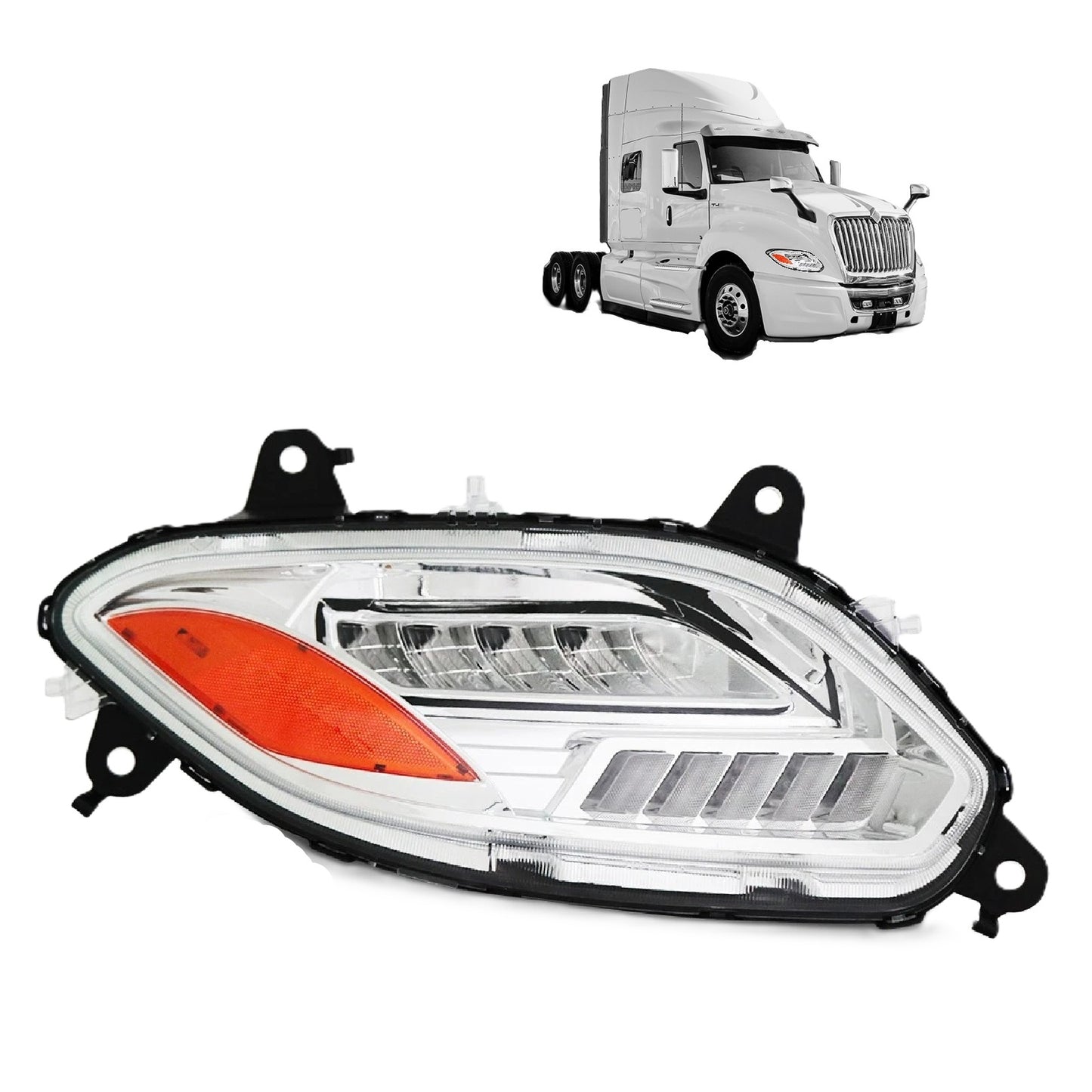 International LT625 2018-2023 Silver reflective LED Headlights with DRL