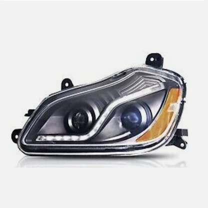 Black Projector Headlights Assembly  with LED Bar for Kenworth T680 2013-2017