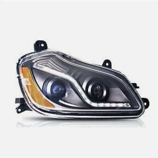 Black Projector Headlights Assembly  with LED Bar for Kenworth T680 2013-2017