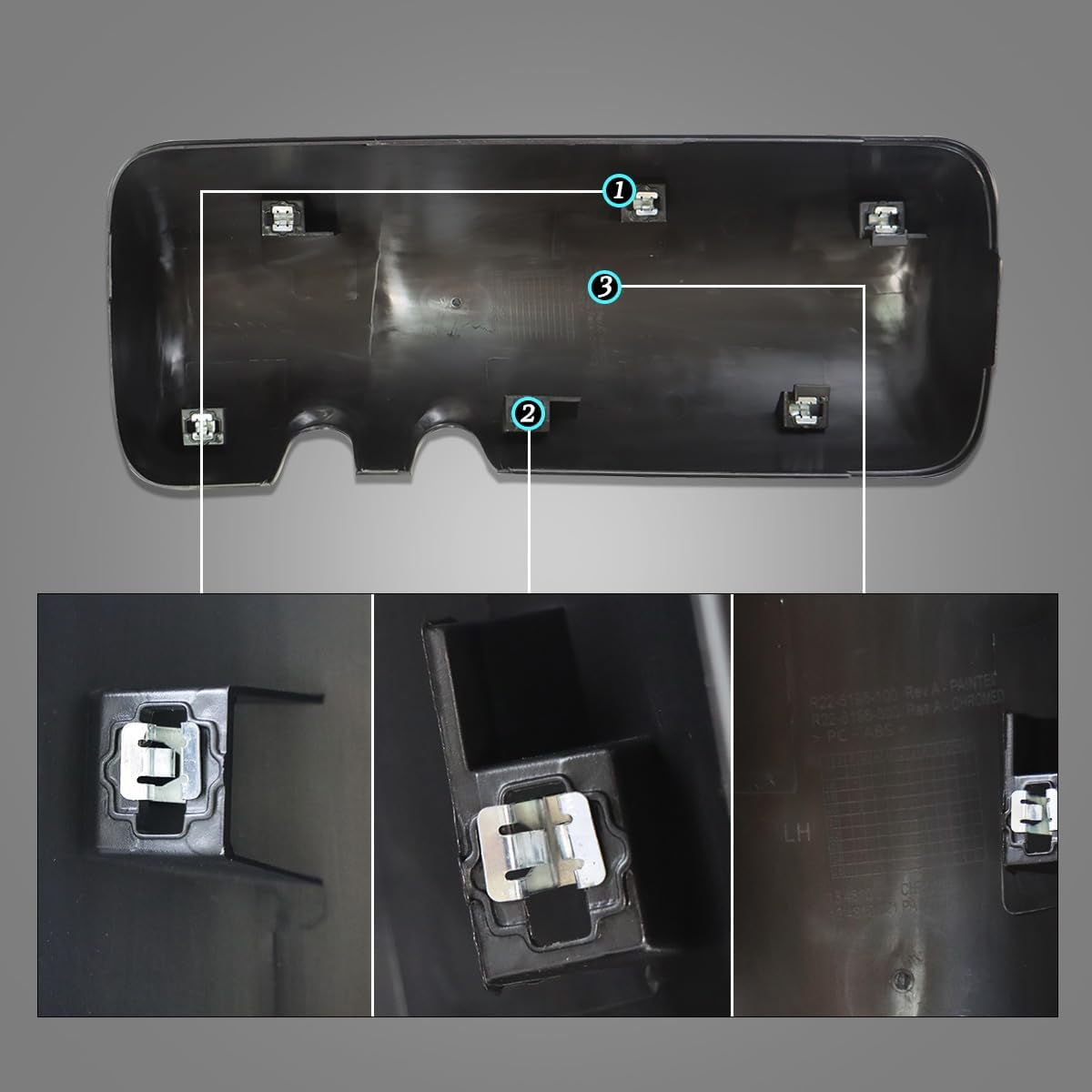 Kenworth T880 T680 2013-2021 Door Mirror Cover, Side Mirror Cover Replace R22-6123-100, R22-6124-100 Black