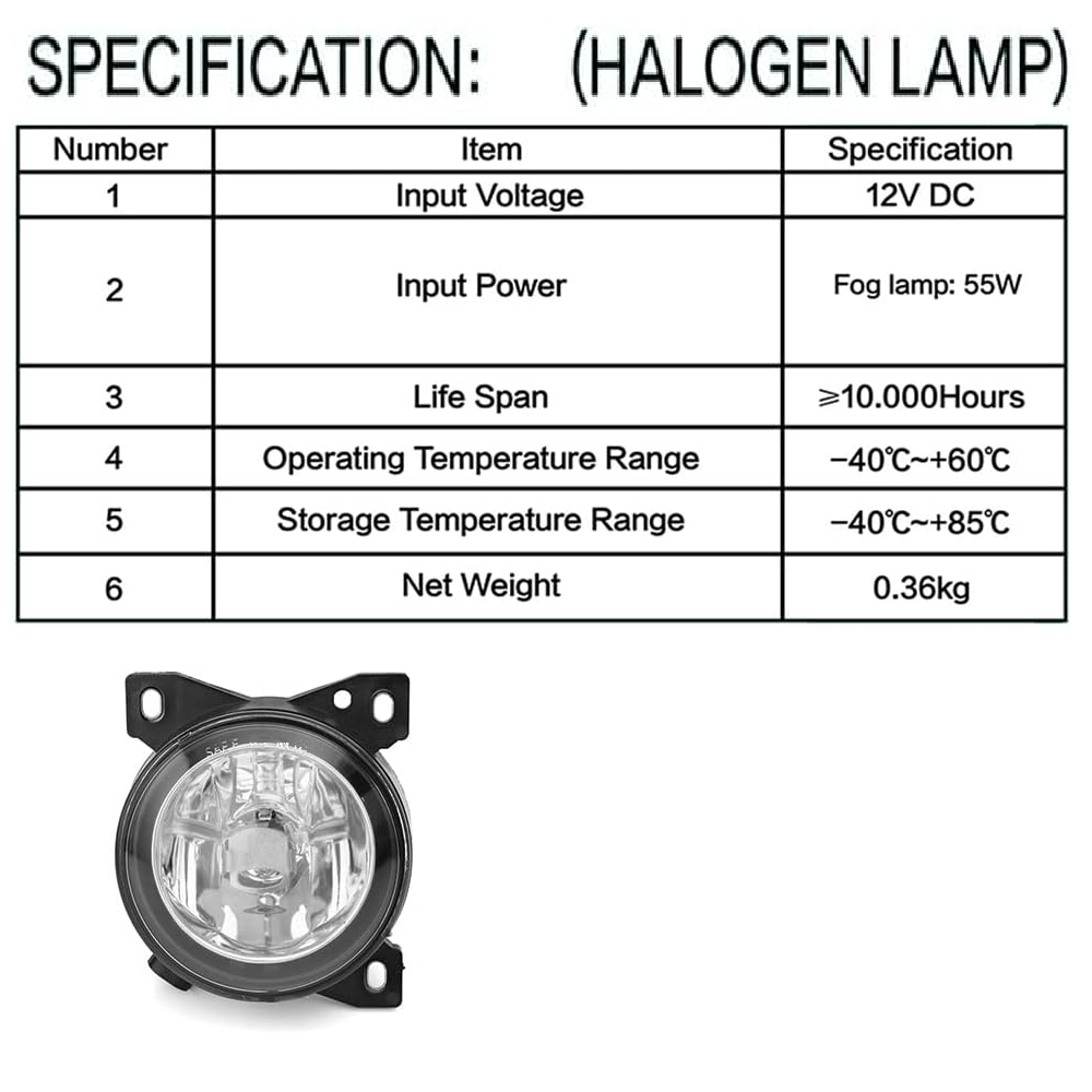 Fog Lights Assembly for Kenworth T660 2008-2015, Clear Lens White Housing Fog Lamp